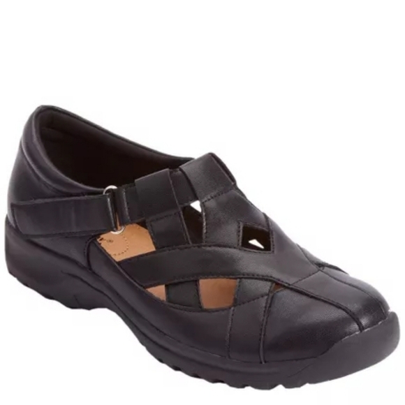 Minimalist Comfort Loafers Sz 8.5WW Black Leather Strappy Maryjane‎ Flat Shoe - Picture 1 of 11